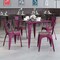 Flash Furniture Purple Metal Stackable Chair with Wood Seat, PK4 4-ET-3534-PUR-WD-GG - alternate 1